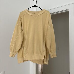 FP Movement by Free People Oversized Scoop Crewneck Sweater in Mustard